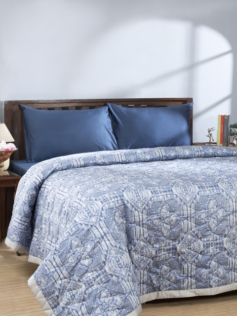 

MASPAR Blue Abstract AC Room 150 GSM Double Bed Quilt
