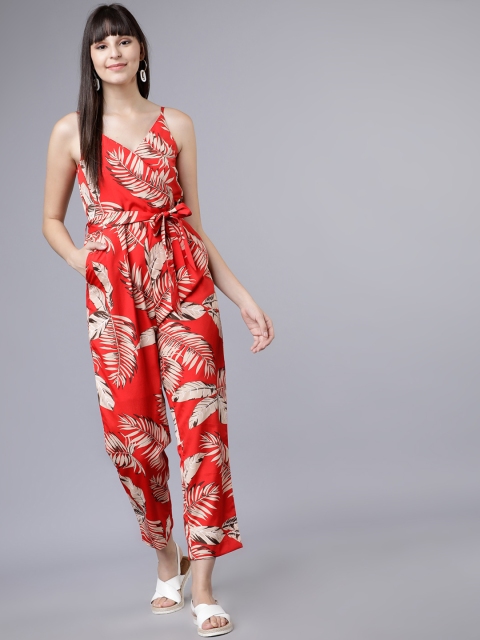 

Tokyo Talkies Women Red Printed Basic Jumpsuit