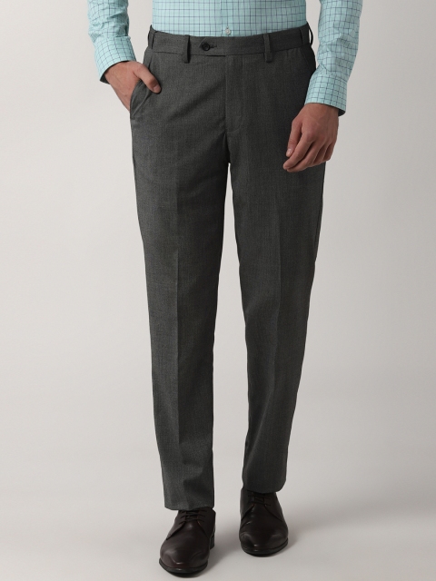 

Peter England Men Grey Slim Fit Solid Formal Trousers