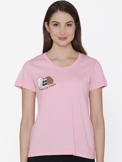 

Clovia Women Pink Solid Round Neck Lounge T-shirt LT0124D22