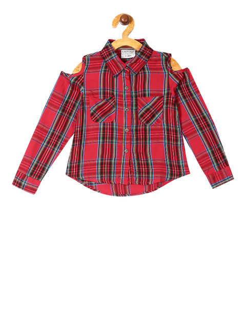 

Cherokee Girls Red & Black Regular Fit Checked Casual Shirt