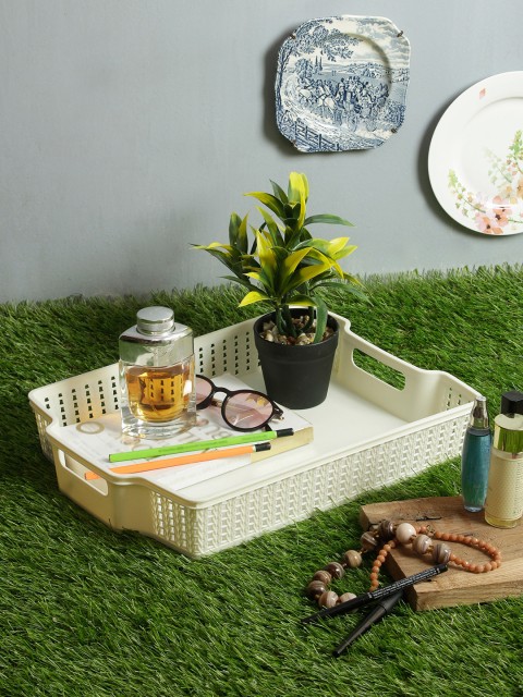 

House Of Accessories White Solid Plastic Desk Organiser