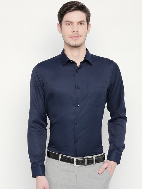 

RICHARD PARKER by Pantaloons Men Navy Blue Slim Fit Solid Formal Shirt