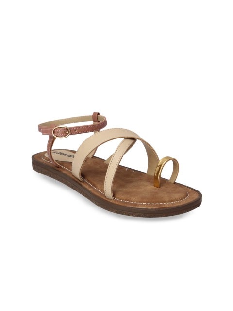 

pelle albero Women Beige Colourblocked Open Toe Flats