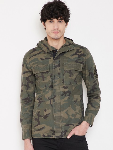 

PUNK Men Olive Green Printed Tailored Jacket