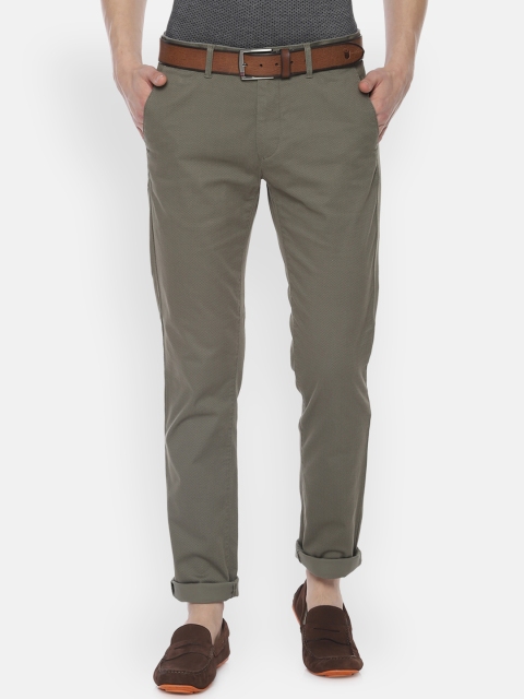 

Van Heusen Sport Men Olive Green Slim Fit Self Design Regular Trousers