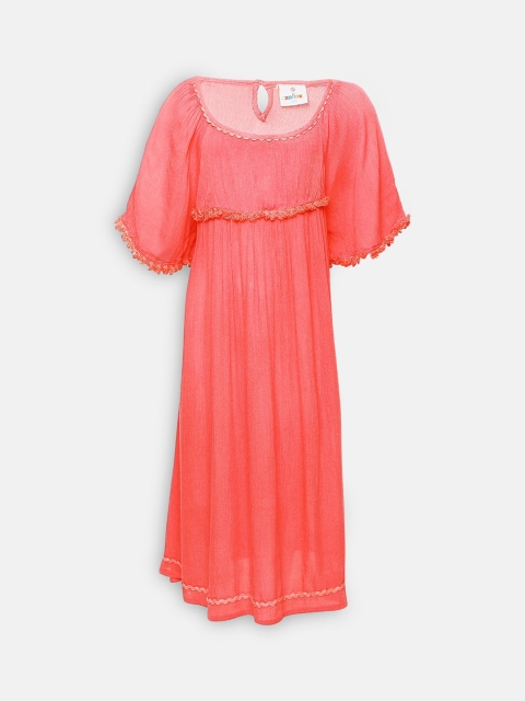 

Oxolloxo Girls Coral Pink Solid A-Line Dress