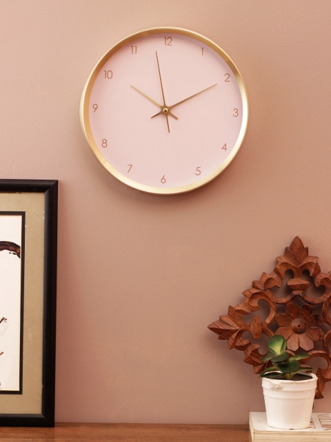

Living Essence Pink & Gold-Toned Round Solid 25 cm Analogue Wall Clock