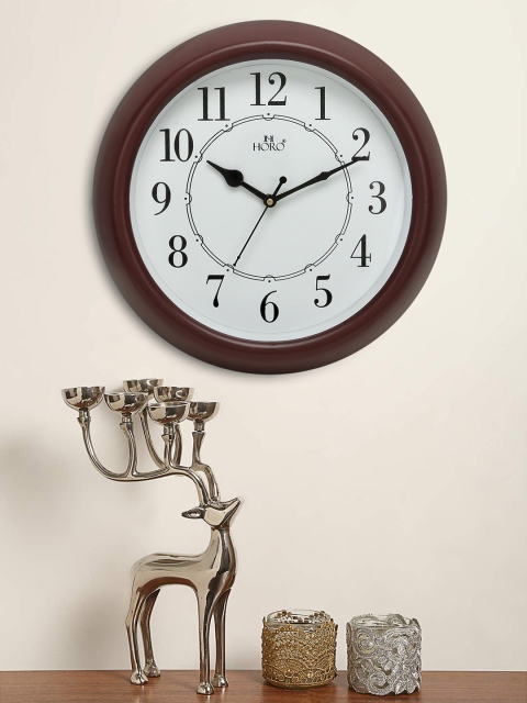 

Horo White & Brown Handcrafted Round Solid Analogue Wall Clock