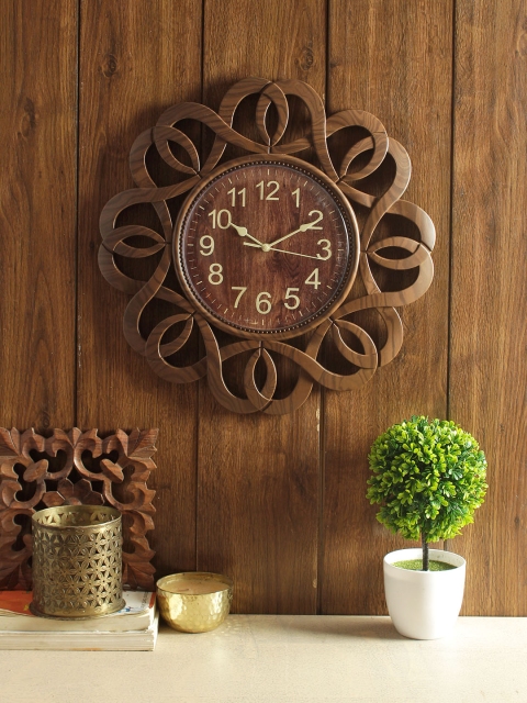 

House Of Accessories Brown Solid Round Analogue Wall Clock