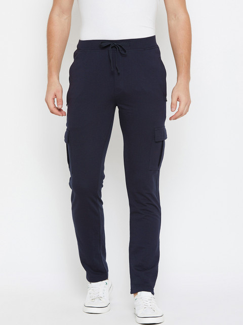 

Okane Men Navy Blue Solid Straight Fit Trackpants