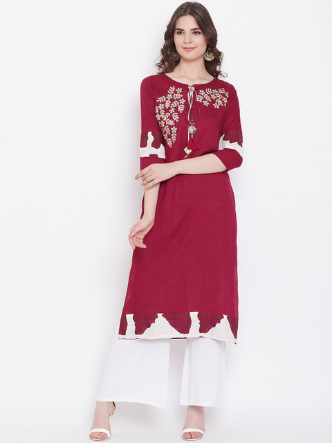 

Prakhya Women Purple Embroidered Straight Kurta