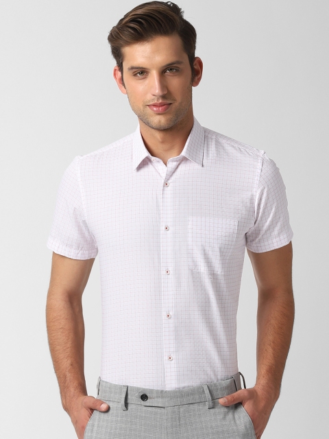 

Peter England Men White Slim Fit Checked Formal Shirt
