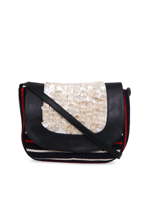 

Diwaah Off-White & Black Striped Sling Bag