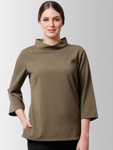 

FableStreet Women Olive Green Solid Top