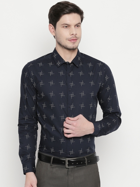 

RICHARD PARKER by Pantaloons Men Navy Blue Slim Fit Printed Formal Shirt