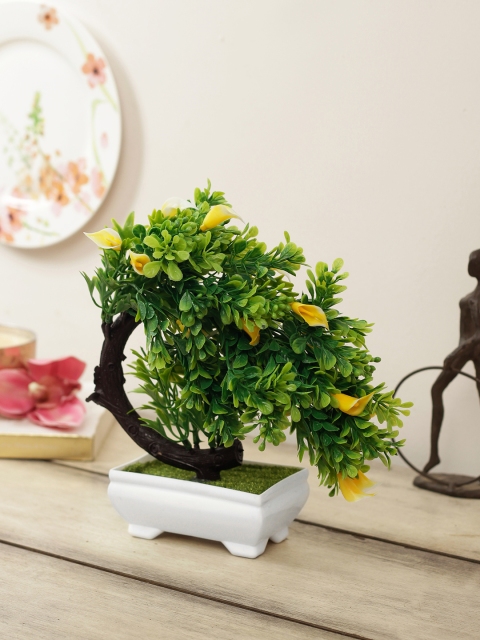

House Of Accessories Yellow & Green Artificial Flower Plant With Pot
