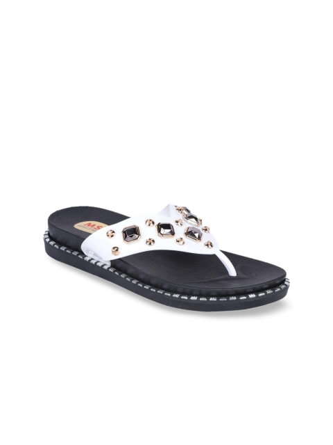 

MSC Women White Solid Open Toe Flats