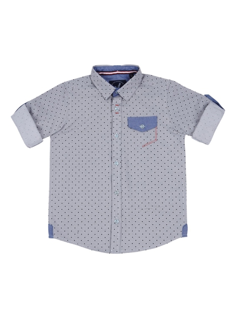 

URBAN SCOTTISH Boys Grey & Blue Regular Fit Printed Casual Shirt