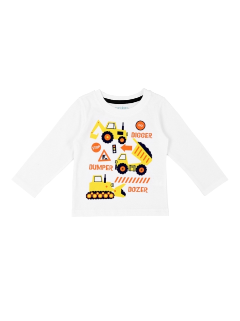 

Pantaloons Baby Boys White Printed Round Neck Pure Cotton T-shirt
