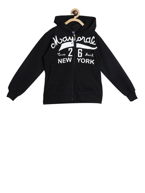 

SWEET ANGEL Kids Black Printed Hooded Sweatshirt