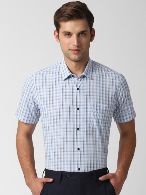 

Peter England Men Blue & White Regular Fit Checked Formal Shirt