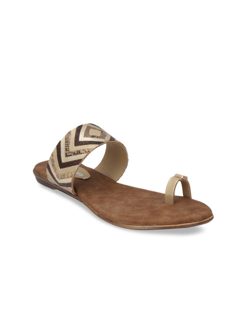

pelle albero Women Gold-Toned Printed One Toe Flats