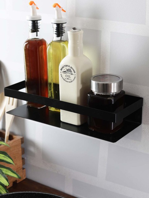 

JVS Black Solid Metal Basic Kitchen Wall Shelf