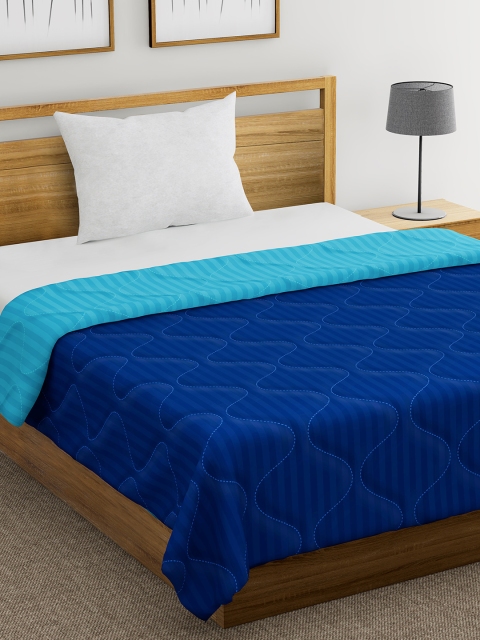 

Divine Casa Blue Striped Reversible Mild Winter 150 GSM Single Bed Comforter