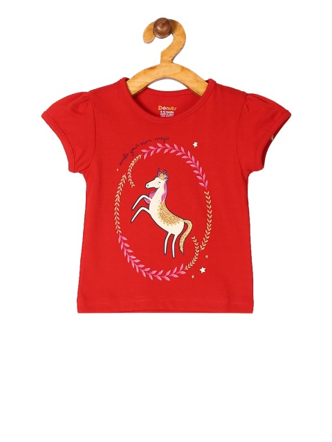 

Donuts Girls Red Printed Round Neck T-shirt