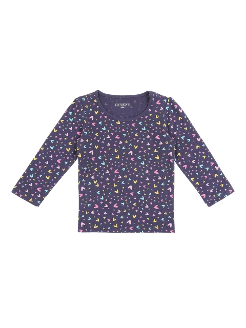 

Pantaloons Baby Girls Navy Blue Printed Round Neck Pure Cotton T-shirt