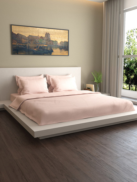 

MARK HOME Pink Solid 400TC Bedding Set With Duvet Cover