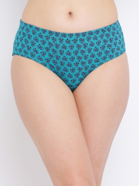 

Clovia Women Teal Green Printed Mid-Rise Hipster Briefs PN2912A17XL