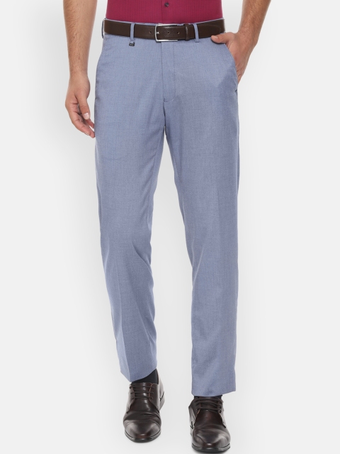 

Van Heusen Men Blue Loose Fit Self Design Formal Trousers