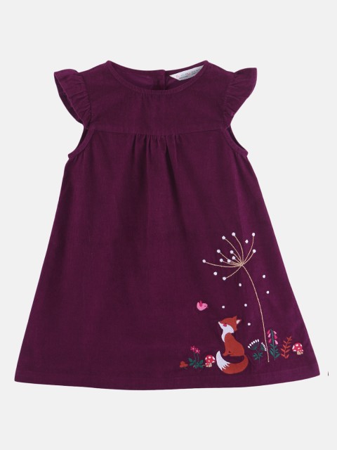 

Beebay Girls Purple Embroidered A-Line Dress