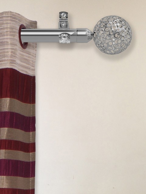 

Story@home Silver-toned Extendable Curtain Rod With Brackets & Finials