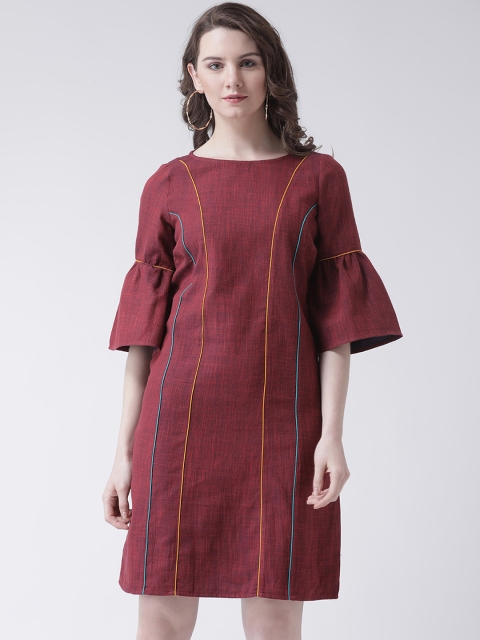 

Leo Sansini Women Striped Maroon Sheath Dress