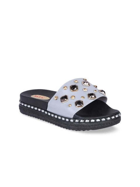 

MSC Women Grey Solid Open Toe Flats