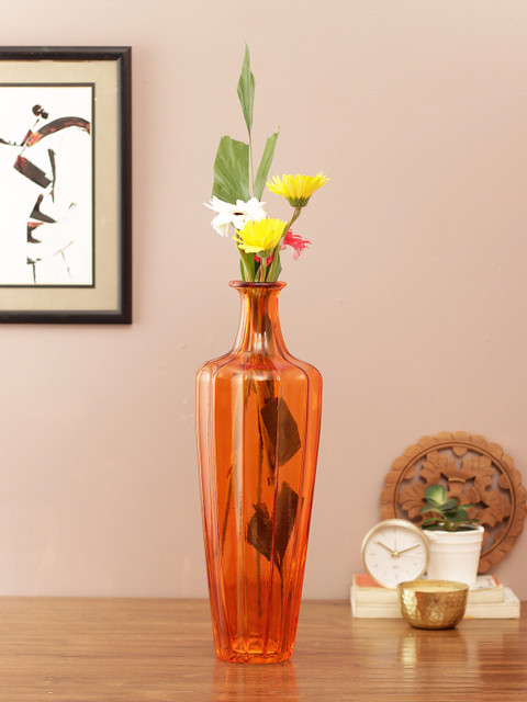 

HomeTown Orange Glass Flower Vase