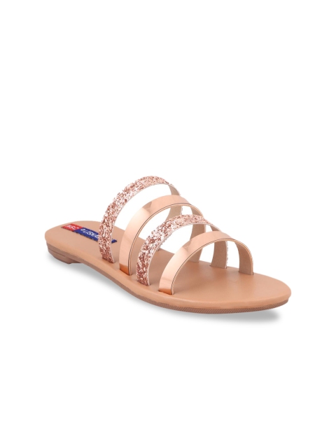 

MSC Women Rose Gold Textured Open Toe Flats