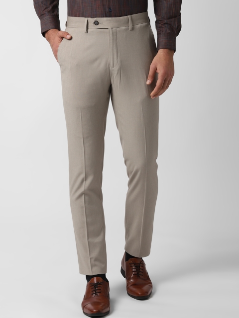 

Peter England Men Beige Slim Fit Solid Formal Trousers