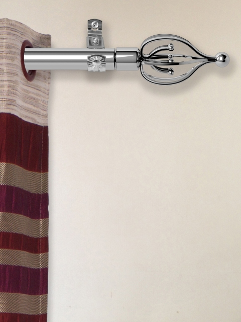 

Story@home Silver-toned Extendable Curtain Rod With Brackets & Finials