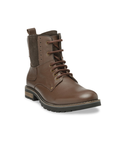 

Teakwood Leathers Men Brown Solid Leather High-Top Flat Boots