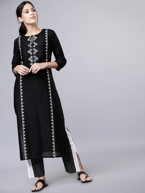 

Vishudh Women Black Embroidered Kurta with Palazzos