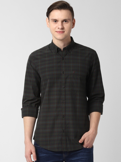 

Peter England Casuals Men Olive Green Slim Fit Checked Casual Shirt