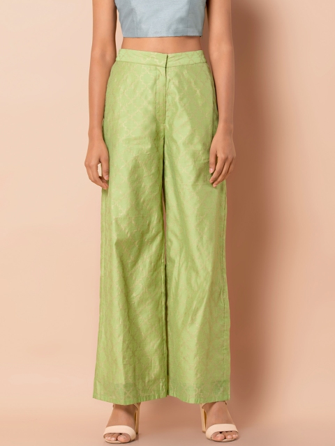 

INDYA Women Green Solid Straight Palazzos