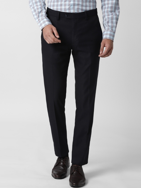 

Peter England Men Navy Blue Slim Fit Self Design Formal Trousers