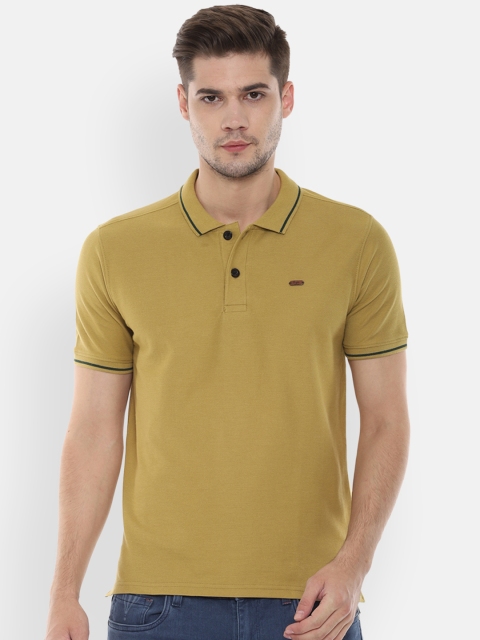 

People Men Mustard Yellow Solid Polo Collar T-shirt