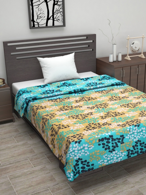 

Divine Casa Turquoise Blue Floral AC Room 110 GSM Single Bed Dohar