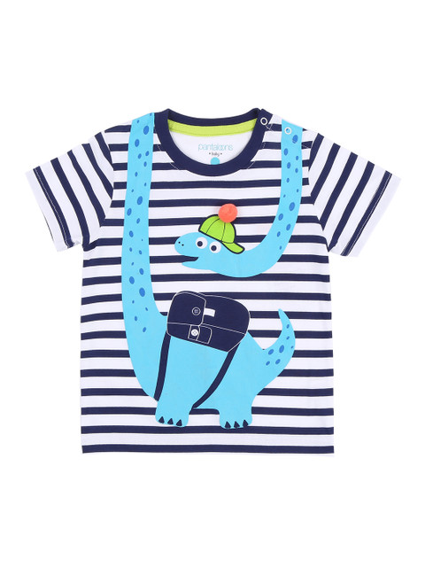 

Pantaloons Baby Boys White Printed Round Neck Pure Cotton T-shirt